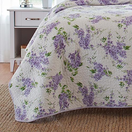 Laura Ashley – Queen Quilt Set, Soft & Lightweight Bedding with Matching Shams, Reversible Floral Room Decor, College Dorm Room Essentials (Keighley Purple) - size: Queen