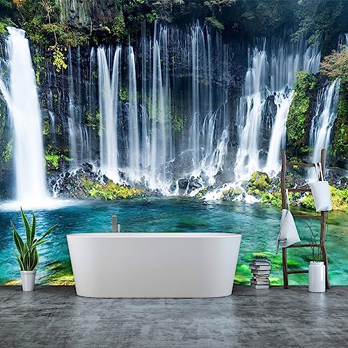 Green Waterfall Wall Mural Landscape Wallpaper for Bathroom Bedroom | 170"x110" Not Peel and Stick - color: Art Wall-25, size: 149" x 96"