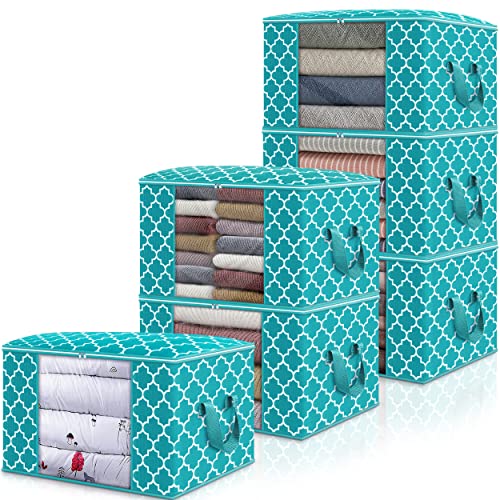 Storage Bags 100L 6Pack Clothes Organization and Storage Containers | Large Blanketfor Bedding, Comforters, Foldable Organizer with Reinforced Handle, Clear Window, Sturdy Zippers, Green - color: Green, size: 6 x 100L