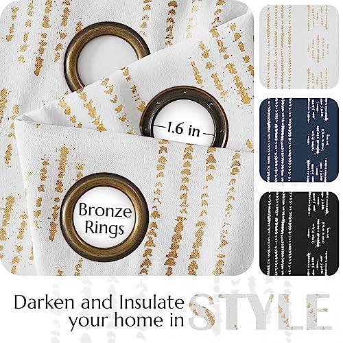 jinchan Boho Blackout Curtains 63 Inch Length for Bedroom Living Room | Golden on Off White Geometric Grommet Curtains Room Darkening Thermal Insulated Window Treatments 2 Panels - color: Boho | Gold on Off White, size: 52"W x 63"L (Pack of 2)