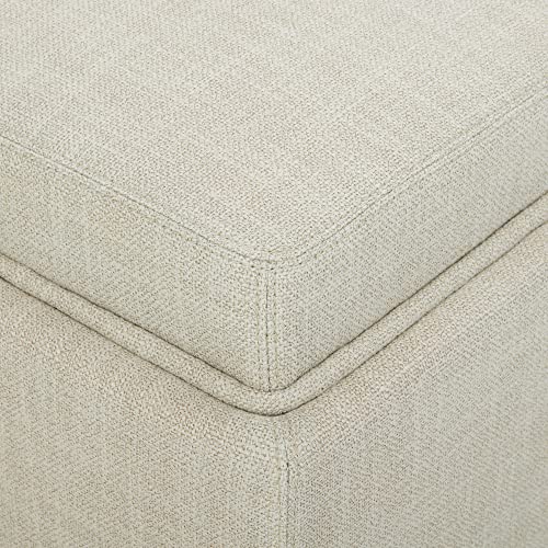 CHITA Storage Ottoman Cube with Tray Lid, Small Footstool with Storage, Square End Table for Living Room and Bedroom, Fabric in Linen - color: Linen