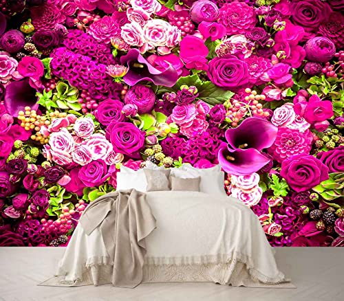 Reyhui Rose Wall Mural Floral Photo Wallpaper | 151"x105" Not Peel and Stick Murals for Wall Decor for Living Room - color: MURAL-004, size: 151" x 105"