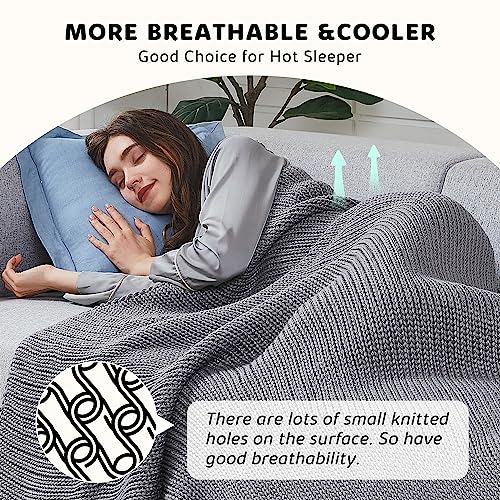 L'AGRATY Knitted Weighted Blanket - 48"x72" 15lbs Cooling Chunky Knit Heavy Blanket for Adults Braided Crochet Throw Thick Cable Yarn Knit Decorative No Beads Evenly Weighted Machine Washable | No Beads Evenly Weighted Machine Washable Chunky Braided Croc