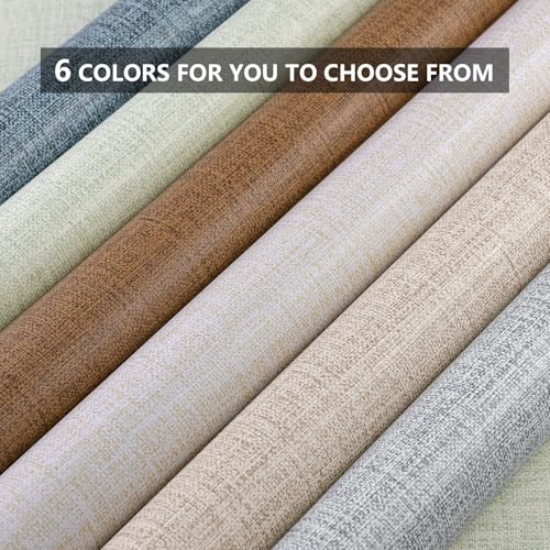 Khaki Grasscloth Peel and Stick Wallpaper 17.3"x1200" Faux Linen Textured Contact Paper Removable Self Adhesive Vinyl Wallpaper for Bedroom Bathroom Kitchen Cabinets - color: Khaki, size: 17.3" x 1200"