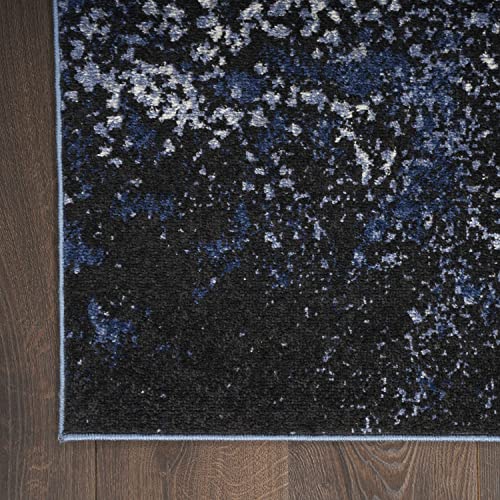 Nourison Home Passion Light Blue Black 1'10" x 6' Area Rug - Easy Clean, Non Shedding, Bed Room, Living Room, Dining Room, Kitchen (6' Runner) - color: Light Blue Black, size: 1'10" x 6' (Runner)