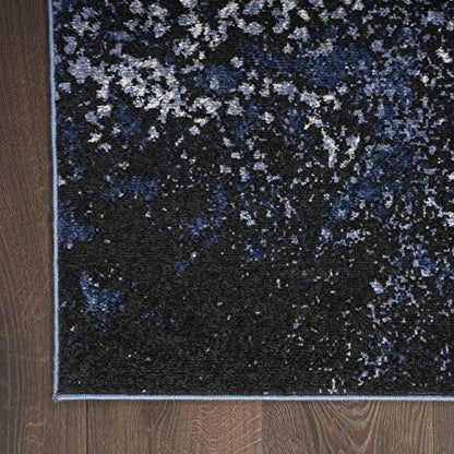 Nourison Home Passion Light Blue Black 1'10" x 6' Area Rug - Easy Clean, Non Shedding, Bed Room, Living Room, Dining Room, Kitchen (6' Runner) - color: Light Blue Black, size: 1'10" x 6' (Runner)