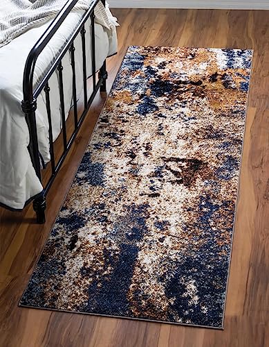 Keen Home Design Runner Rugs - 32"x91" Non-Shedding, Thick Pile Abstract Rugs for Kitchen, Living Room, Bedroom, Dining Room, Entryway - Size: 2'8" x 7'7", Skies Multi - color: Skies Multi, size: 2'8" x 7'7" (Runner)