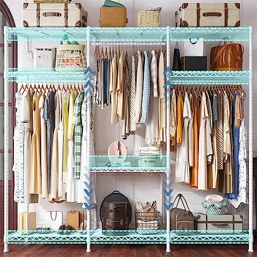 Raybee Clothes Rack Heavy Duty Load 795LBS Adjustable Clothing Racks for Hanging Clothes Garment Rack, 56" W X16 D X 75.5" H White - color: White, size: 56" W x 16" D x 75.5" H