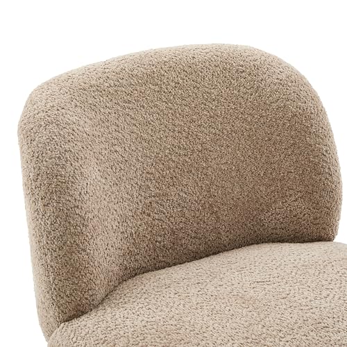 Christopher Knight Home Modern Low Profile Accent Chair for Living Room, Boucle Upholstered Armless Chair with Rubberwood Legs, Comfy Lounge Armchair, Plush Cloud-Like Seating for Bedroom, Light Brown - color: Light Brown