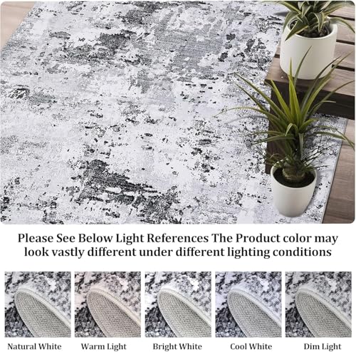 ROYHOME Modern Abstract 2x10 Runner Rug Non Slip Non Shedding Low Pile Stain Resistant Rug for Hallway Kitchen Bedroom,Grey - color: Grey, size: 2' x 10' (Rectangular)