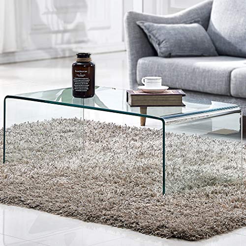 Premium Tempered Glass Coffee Table,Small Modern Clear Coffee Table for Living Room,Match Well with Rug (Clear1, 39.4"x19.7"x13.8") - color: Clear1