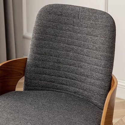 Dining Room Chairs Set of 4,Mid Century Modern Kitchen Chairs,Upholstered Accent Chairs,Metal Legs Wooden Desk Chairs,Armless and No Wheels for Kitchen Dining Living Room,Gray Fabric - color: Gray Fabric, size: Set of 4