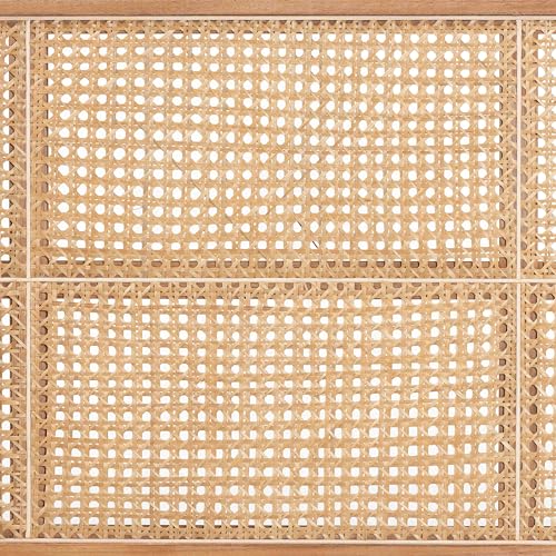 Bali & pari Lainer Modern Bohemian Natural Finished Bayur Wood and Natural Bamboo Queen Size Headboard