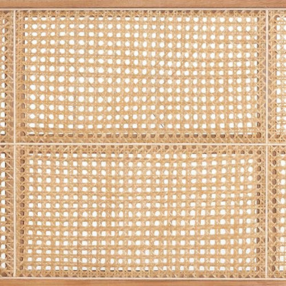 Bali & pari Lainer Modern Bohemian Natural Finished Bayur Wood and Natural Bamboo Queen Size Headboard