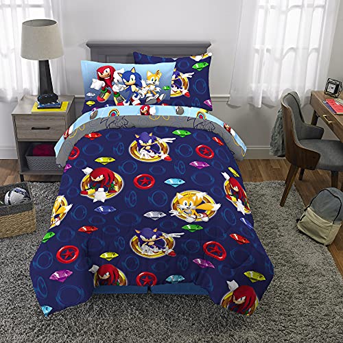 Franco Kids Bedding Super Soft Comforter and Sheet Set with Sham, 5 Piece Twin Size, Sonic The Hedgehog, Anime - color: Sonic the Hedgehog, size: Twin