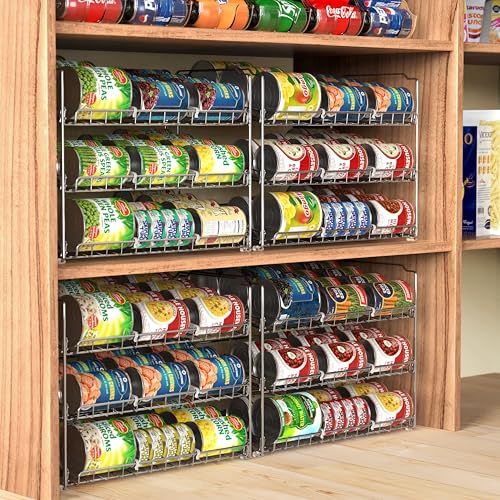 Simple Houseware 3-Tier Stackable Can Organizer Rack Hold 36 Cans, Chrome | Can Food Storage Dispenser for Pantry/Cabinet, Adjustable Dividers – 11.5" D x 17" W x 13.75" H - color: Chrome