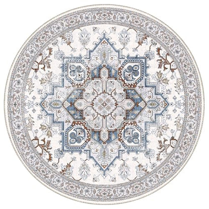 OPPODREAM Soft Area Rugs 4', Persian-Inspired Washable Rug, Cream White & Blue - color: Cream White & Blue, size: 4' (Round)