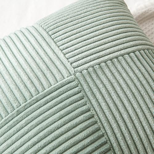 MIULEE Greyish Green Decorative Throw Pillow Covers 16x16 Inch for Couch Bed Sofa Spring Decor Pack of 2 Boho Farmhouse Throw Pillows Soft Cross Corduroy Patchwork Textured Cushion Cases - color: Greyish Green, size: 16" x 16" (Pack of 2)