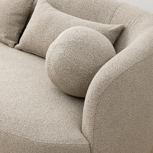 KINWELL 68" Boucle Upholstered Loveseat with 4 Toss Pillows, Taupe | No Assembly Deeper 2-Seater Sherpa Couch Settee Love Seat Sofa with 3 Height Options for Small Spaces Apartment Living Room - color: Taupe, size: Loveseat