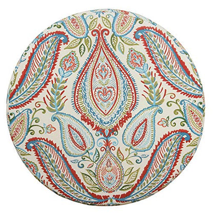 HomePop 24" Large Round Storage Ottoman - Bold Paisley - color: Bold Paisley