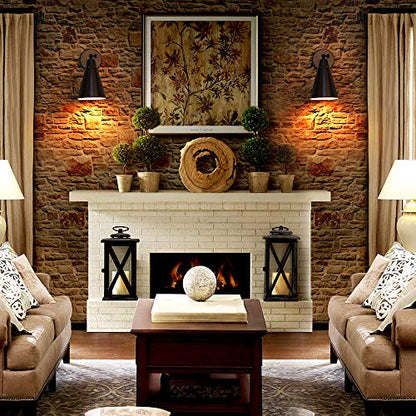 MWZ Rustic Farmhouse Black Metal and Wood Wall Sconce Adjustable Lamp，2 Pack,Rustic Wall Lighting Fixture for Bedroom, Living Room, Headboard, Garage, Porch - color: Wooden and Black