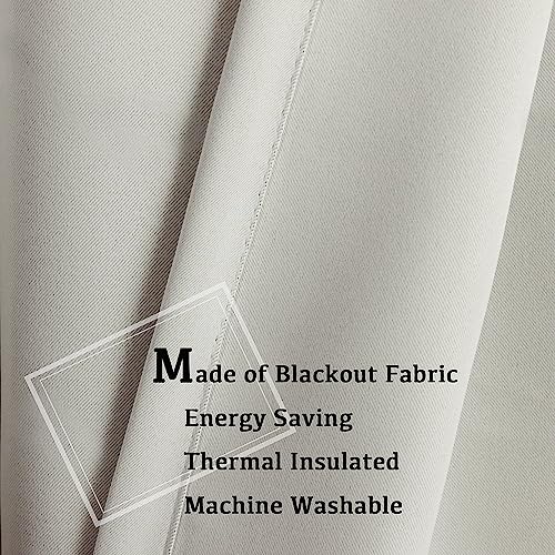 Turquoize Cream Beige Blackout Window Drapes Room Darkening Themal Insulated Grommet/Eyelet Top Nursery/Living Room Curtains for Bedroom/Living Room Each Panel 42 in x 54 in (W x L) (Set of 2 Panels) - color: Cream Beige, size: 42"W x 54"L (Pack of 2)
