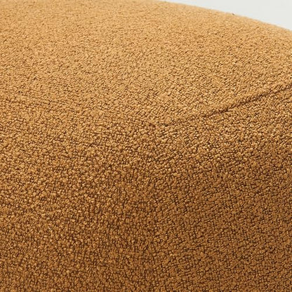 KINWELL Round Boucle Upholstered Ottoman Chair Padded Seat Footstool, Brown | Easy Assembled Modern Soft Sofa Couch Loveseat Chair Footrest, Extra Seating for Bedroom Entryway, 18.5" D x 23" W x 16.5" H - color: Brown