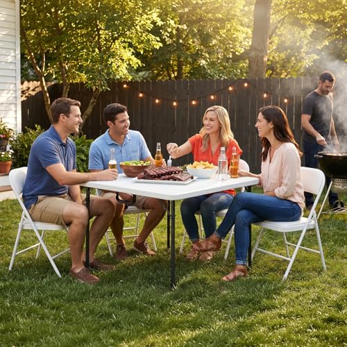 Folding Table and Chairs Set for 4, 5 Piece Card Table Set with 36" Square Foldable Table & 4 Padded Folding Chairs, Portable Indoor Outdoor Dining Table Set for Picnic, Camping, RV, Game Night, Patio - color: White, size: 36IN