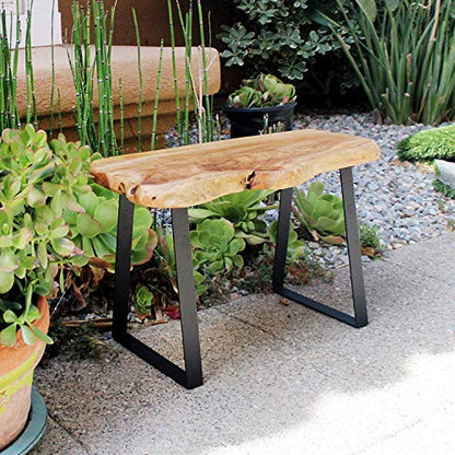 WELLAND Live Edge Cedar Entryway Bench with Metal Legs, 28" | Live edge cedar bench with sturdy metal legs adds natural warmth and functional seating to entryways and living spaces - color: Cedar Bench