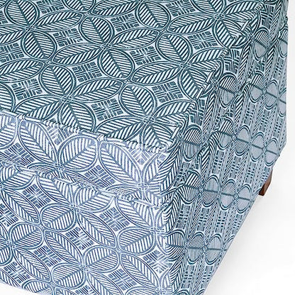 HomePop 18" Classic Square Storage Ottoman - Blue Indigo Print - color: Blue Indigo Print