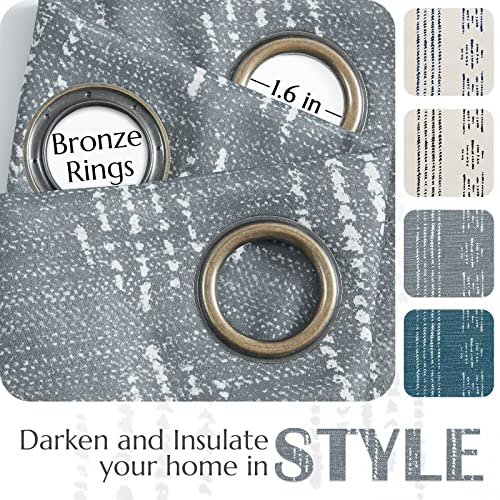 jinchan Boho Blackout Curtains 63 Inch Length for Bedroom Living Room | White on Grey Geometric Grommet Curtains Room Darkening Thermal Insulated Window Treatments 2 Panels - color: Boho | White on Grey, size: 52"W x 63"L (Pack of 2)