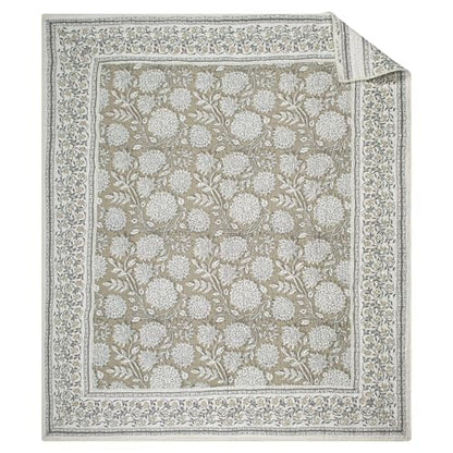 Levtex Home - Adare Taupe - Throw - Bordered Floral - Taupe, Grey and Cream -Quilted Throw (50x60in.) - Cotton - color: Taupe