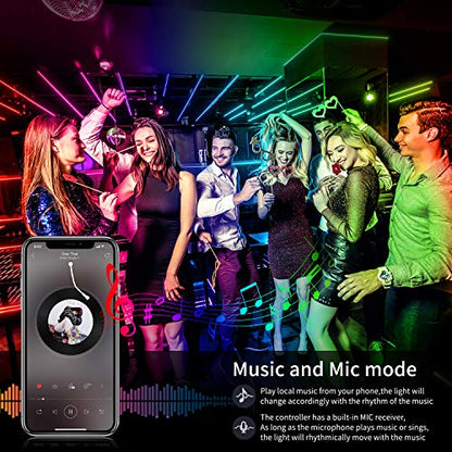 AILBTON Led Strip Lights,60ft Music Sync Color Changing, Built-in Mic,Bluetooth App Control LED Tape Lights with Remote,5050 RGB Rope Light Strips - size: 60FT