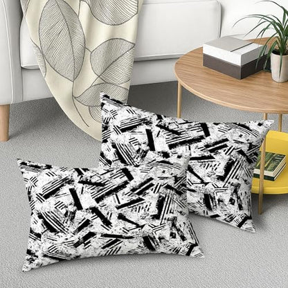 Stripes Throw Pillow Covers Set of 2, Modern Abstract Brush Patterns Texture None Black Soft Velvet Washable Cover Decorative Pillows for Living Room Bed Office Sofa Chair Decor 20x12 Inch - size: 20" x 12" (Pack of 2)