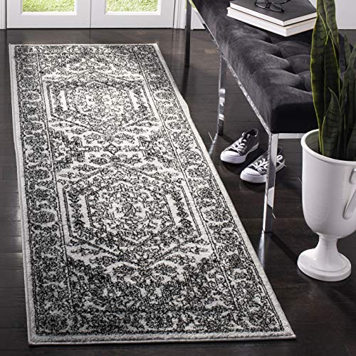 SAFAVIEH Adirondack Collection Runner Rug - 2'6" x 6', Silver & Black, Oriental Medallion Design, Non-Shedding & Easy to Clean, Ideal for Ideal for Hallway, Foyer, Kitchen, Entryway, Bedroom (ADR108A) - color: Silver/Black, size: 2'6" x 6' (Runner)