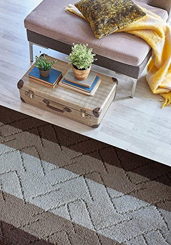 Hallway Runner Rug, 2'7" x 4' Washable Non-Slip Carpet Runner, Custom Size | Rubber Backed Runners for Hallways, Kitchen, Bathroom & Entryway, 2-35 Feet - color: Zigzag-brown, size: 2'7" x 4' (Runner)