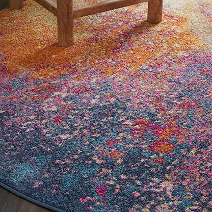 Nourison Home Passion 5' x Round Multicolor Fabric Modern Area Rug (5' Round) - color: Sunburst, size: 5'3" (Round)