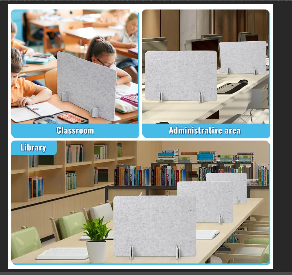Desk Privacy Panel Set, Desk Partition Cubicle Wall Freestanding Noise-Reduction Panels Room Divider, Soundproof Partition with Support Feet for Office or Home Use (Light Grey, 40 * 60 cm) - color: Light Grey
