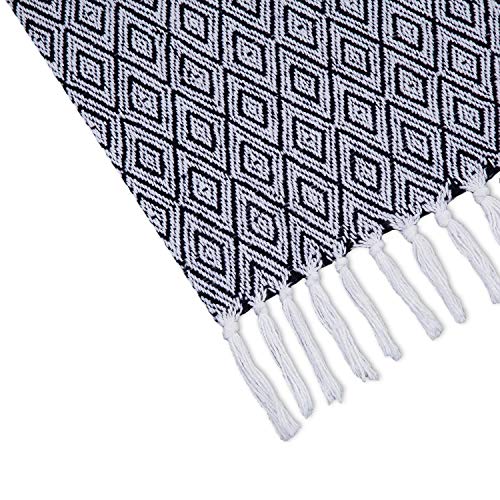 Americanflat 50x60 Throw Blanket - Soft and Breathable Cotton Throw Blanket for Couch, Bed, Chair - Decorative Blankets Perfect for Home or Outdoor Use - Navy Blue and White Double Diamond Design - color: Omala Navy and White Double Diamond