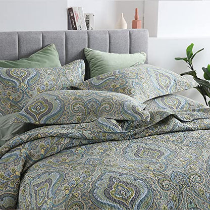Autumn Dream Cotton Bedspread Quilt Sets, 3 Pieces Reversible Comforter Coverlet Sets,Classical Damask Paisley,Queen Size - color: Classical Damask, size: Queen (90 by98inch)