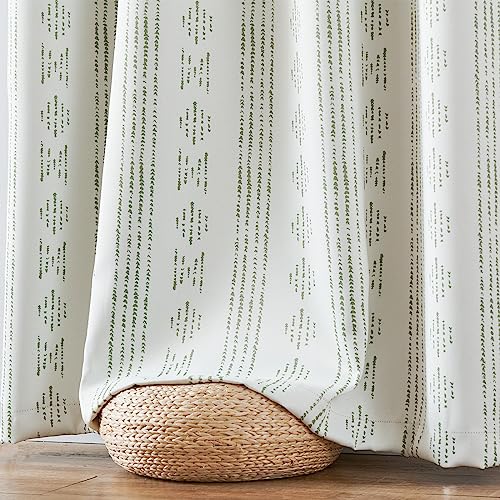 jinchan Boho Blackout Curtains 63 Inch Length for Bedroom Living Room | Sage Green on Beige Geometric Printed Grommet Curtains Room Darkening Thermal Insulated Window Treatments 2 Panels - color: Boho | Sage Green on Beige, size: 52"W x 63"L (Pack of 2)