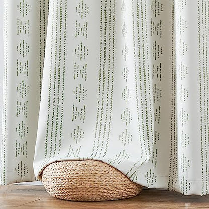 jinchan Boho Blackout Curtains 63 Inch Length for Bedroom Living Room | Sage Green on Beige Geometric Printed Grommet Curtains Room Darkening Thermal Insulated Window Treatments 2 Panels - color: Boho | Sage Green on Beige, size: 52"W x 63"L (Pack of 2)