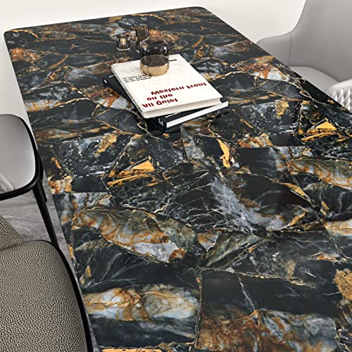 Wallercity Glossy Black/Gold Marble Wallpaper for Backsplash Peel and Stick Countertops Self Adhesive Wall Paper Sticker Waterproof Kitchen Marble Contact Paper for Cabinets Shelf Liner 15.8''x78.7'' - size: 15.8" x 78.7"