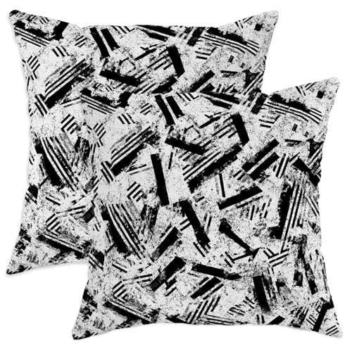 Stripes Throw Pillow Covers Set of 2, Modern Abstract Brush Patterns Texture None Black with Hidden Zipper Cushion Covers Pillow for Living Room Apartment Bed Sofa Decor 26x26 Inch - size: 26" x 26" (Pack of 2)