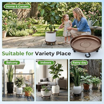 Plant Caddy With Wheels 13" Metal Plant Saucers for Indoors 350 Lb Capacity | Rolling Plant Stand, 360° Locking Casters Heavy Duty Planter Caddies, Rustproof and Waterproof, and Easy to Move, 1 Pack - size: 1 PACK 13 INCH