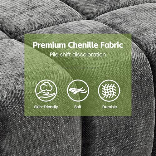 143" Oversized U Shaped Cloud Modular Sectional Sofa, Modern Chenille Upholstered 6 Seater Couch with 2 Removable Ottomans, Tufted Deep Seat & Wood Legs, Large Grey Sectional Couches for Living Room - color: Grey, size: U-Shaped Couch