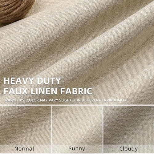 ChrisDowa Natural Blackout Curtains 45 Inches Long 2 Panels for Bedroom | Room Darkening,Light Blocking,Thermal Insulated,Faux Linen,Farmhouse,Grommet,Window Treatment,Drapes,Living Room,52x45 - color: Natural Linen, size: 52"W x 45"L (Pack of 2)
