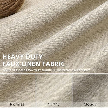 ChrisDowa Natural Blackout Curtains 45 Inches Long 2 Panels for Bedroom | Room Darkening,Light Blocking,Thermal Insulated,Faux Linen,Farmhouse,Grommet,Window Treatment,Drapes,Living Room,52x45 - color: Natural Linen, size: 52"W x 45"L (Pack of 2)