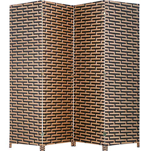 Room Divider Wood Screen 4 Panel Wood Mesh Woven Design Room Screen Divider Folding Portable Partition Screen Screen Wood for Home Office - color: Stack, size: 4 Panel