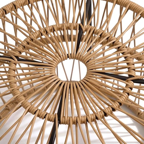 Furniture of America Ysar Boho Rattan Round Coffee Table Outdoor with Metal Frame, All-Weather and Rust Resistant, Handcrafted Coastal Furniture for Patio, Poolside, Garden, Yard, Natural Brown - color: Natural Brown/18.9 In.